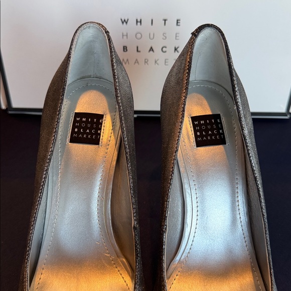 White House Black Market Olivia Metallic Silver Heels | Size 7.5 - Picture 7 of 8